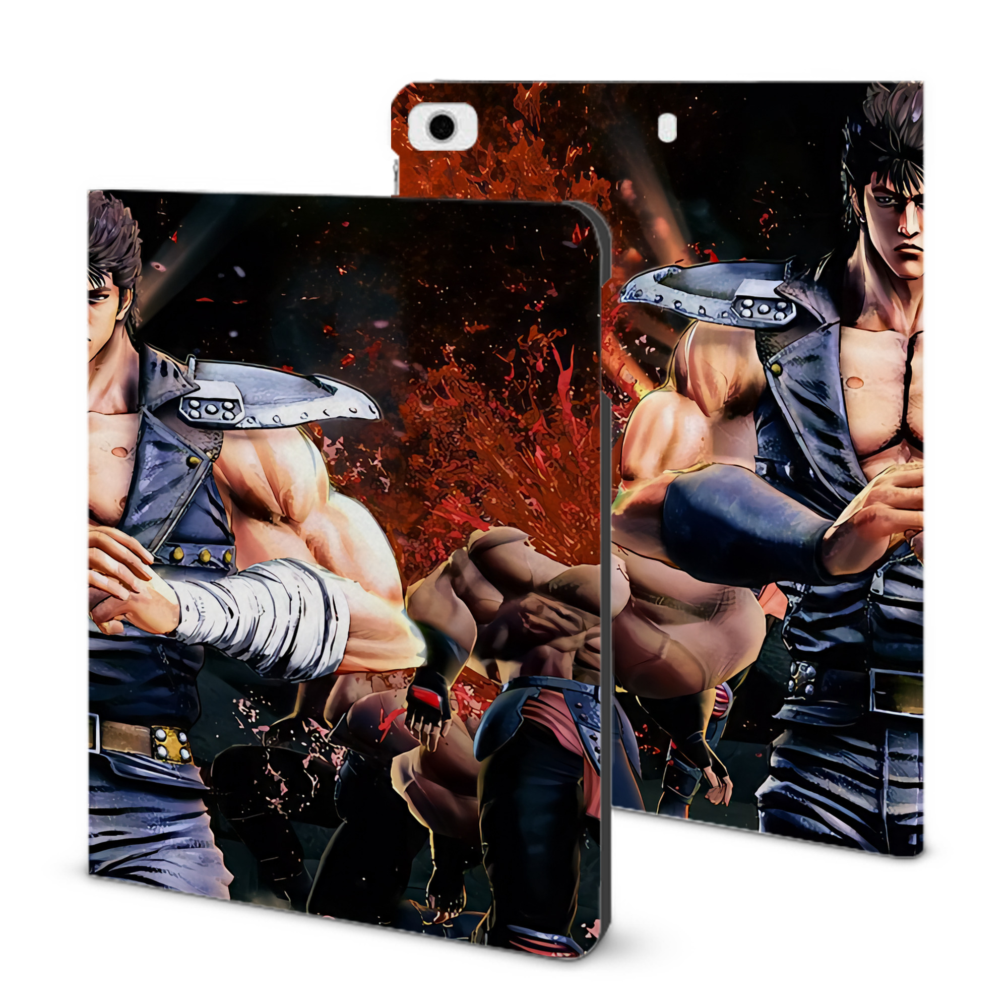 （画像用） 北斗の拳 Fist of the North Star IPad ケース ブック型 PUレザー TPU 耐衝撃 軽量 薄型 ペン収納なし 全面保護 IPad 各モデル対応